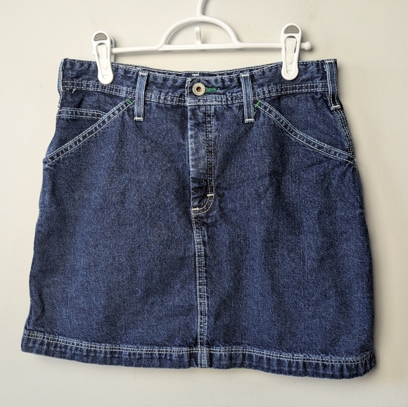 TOMMY HILFIGER Y2K Jeans Skirt 100% Cotton Size 7 Made In Canada - Picture 1 of 9